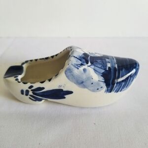 Vtg Delft Blue Holland Handpainted Clog Ashtray